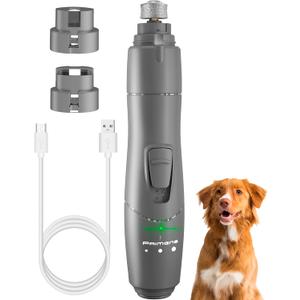 Dog Nail Grinder with LED Light  Quiet 2-Speed Pet Nail Trimmer for Small & Medium Dogs and Cats  Low Vibration Professional Nail File for Painless Claw Grooming (Gray New)