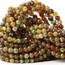 CHEAVIAN 45PCS 8mm Natural Black Silver Leaf Jasper Gemstone Round Loose Beads for Jewelry Making 1 Strand 15"