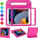 BMOUO Kids Case for iPad 9th/8th/7th Generation (10.2 Inch, 2021/2020/2019), with Screen Protector, Shockproof Convertible Handle Stand iPad 10.2 Case for Kids, Rose