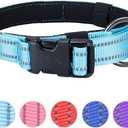 EXCELLENT ELITE SPANKER Reflective Dog Collar Classic Soft Padded Breathable Nylon Adjustable Pet Collar with Quick Release Buckle for Boy Girl Male Female Puppies Small Medium Large Dogs(LBLU-L)