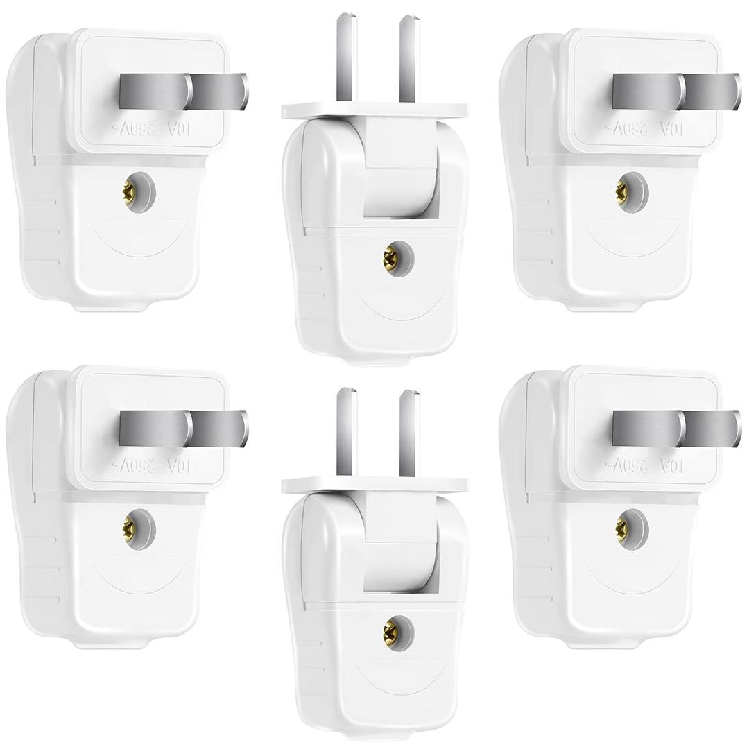 Replacement Electrical Plug 2 Prong Lamp Replacement Plugs for Lamps Light Duty, Residential Polarized 10 A 110-250V 2 Wire Straight Blade Can Be Rotated 180 Degrees(6 Pieces)