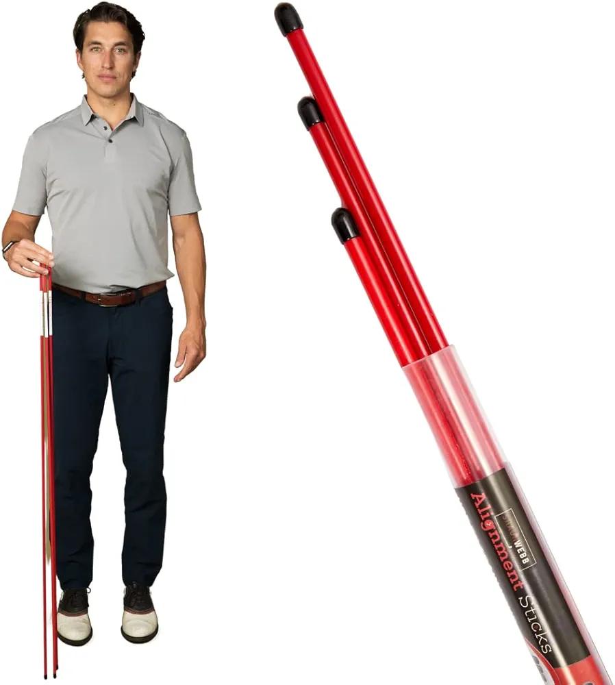 Shaun WEBB PGA Golf Alignment Sticks (Pack of 3) - Swing with Confidence and Accurately. Instant Feedback - Improve Your Swing - Align Your Body, Balls & Club