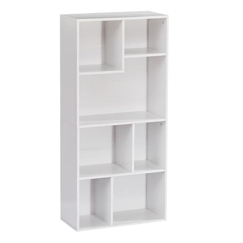 VECELO 42 Inch High Bookcase, 4-Tier Modern Storage Cabinet with Height Difference Shelves for Standard Textbooks, Floor Standing, Easy Assembly, Grey