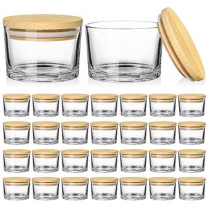 SUPMIND 30 Pack 4oz Clear Candle Jars, Small Wide Mouth Glass Empty Jars with Bamboo Lids for Making Candle, Bulk Container, Missing Items