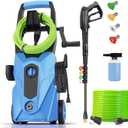 2025 New 5000PSI Electric Pressure Washer, Power Washer with 33FT Resistant Extension Hose and 4 Nozzles, Compatible with Extended Undercarriage Cleaners, Professional Powerwashers for Home/Car(Blue)