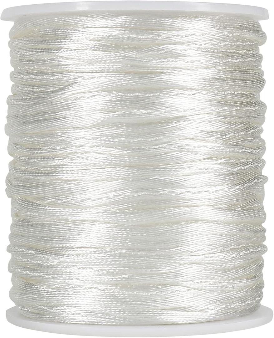 Tenn Well Satin Rattail Cord,295 Feet 2mm Nylon String for Macrame Bracelets, Necklaces, Jewelry Making, Beading, Arts and Crafts (White)