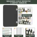 Bathroom Medicine Cabinet with Mirror, 16x24 Inch Gold Recessed Medicine Cabinet with Round Corner Aluminum Alloy Metal Framed.