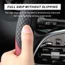 povtii Car Steering Wheel Cover, 15 Inch Leather Breathable Auto Steering Wheel Protector, Comfortable Non-Slip Vehicle Steering Wheel Covers, Universal Interior Car Accessories (Black+Pink)