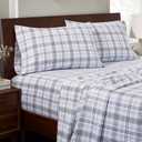 Superior Plaid Flannel Cotton Farmhouse Sheet Set - Queen - Blue