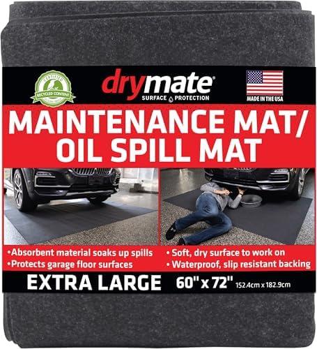 Drymate Premium Maintenance Mat Oil Spill Garage Floor Mat (60" x 72"), Absorbent, Waterproof, Contains Liquids, Protects Garage Surface or Driveway, Reusable, Washable, Durable (USA Made) : Automotive