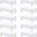 Fixwal 10 Pack White Rectangular Tablecloths, 70 x 120 Inch Polyester Fabric, Table Covers for Party, Banquet, Dining, Wedding, Graduation
