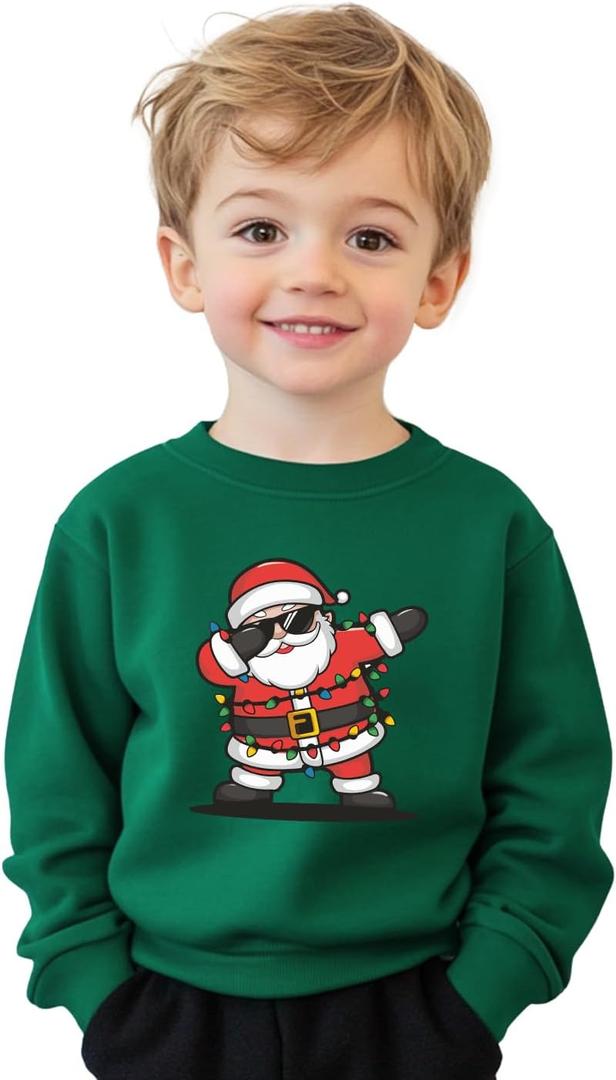 Boys Girls Kids Christmas Sweatshirt Toddler Ugly Xmas T-Shirt Long Sleeve Tee Top 2T-8Y (6-7 Years), Green
