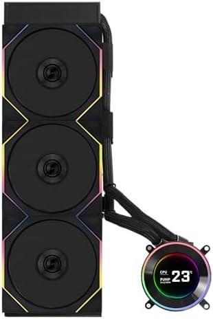 Lian Li Hydroshift II 360 TL RGB Liquid CPU Cooler - 360mm AIO - 3X 120 RGB Fans - 2.1” IPS LCD Screen - 3 Control Mode - Flexible Tubes Clamp - LGA 1851/1700, AMD AM5/AM4 - Black (HS2LCD36TB) 