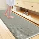 Smiry Waffle Bath Mat 72x24, Extra Soft Absorbent Bathroom Rugs, Non Slip Machine Washable Quick Dry Bath Rugs for Bathroom Floor, Tub, Shower, Home Decor Accessories, Green & Cream