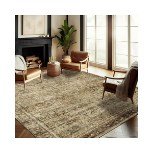 Area Rug 9x12 Washable Brown Vintage Traditional Mat Distressed Indoor Foldable Thin Retro Accent Floral Non Slip Carpet for Living Room Dining Room Office