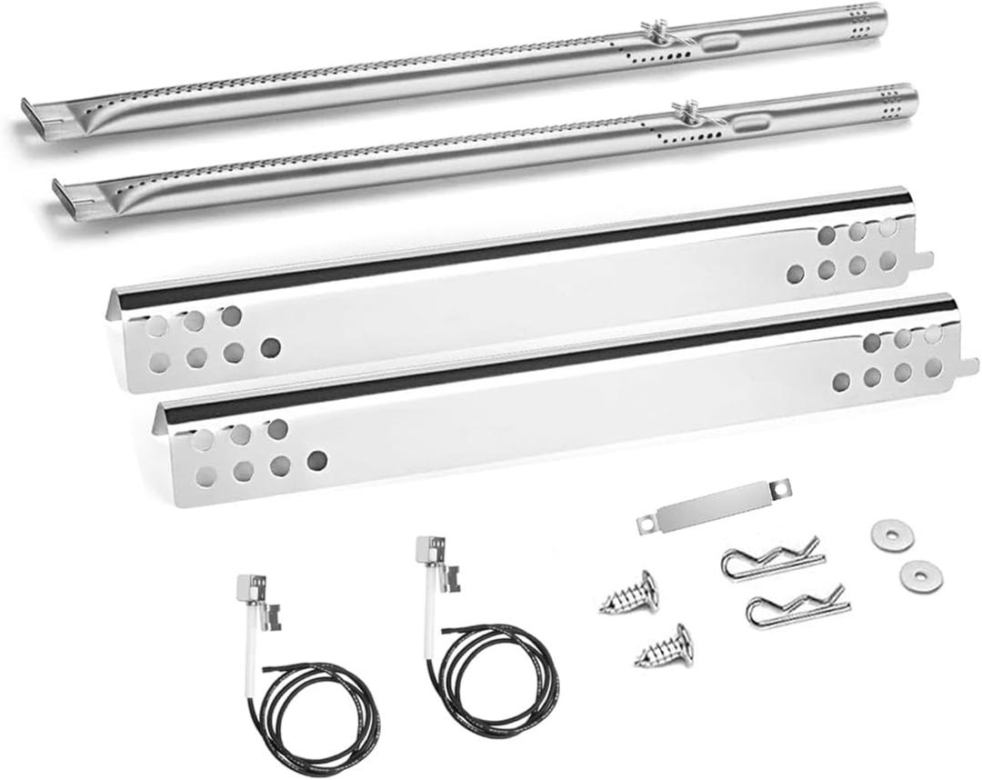 Grill Replacement Parts for Charbroil Performance 2 Burner 463625217, 463625219, 463673517, 463673019, 463673617, 463673619, Heat Plate Tent Shield, Crossover Tube for Char-Broil 2 Burner Gas Grill
