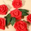 100Pcs Real Touch Red Artificial Roses with Stems - 3" x 8.5" Foam Fake Flowers Bulk for DIY Wedding Bouquets, Centerpieces, Valentine's Day Gifts & Home Decor