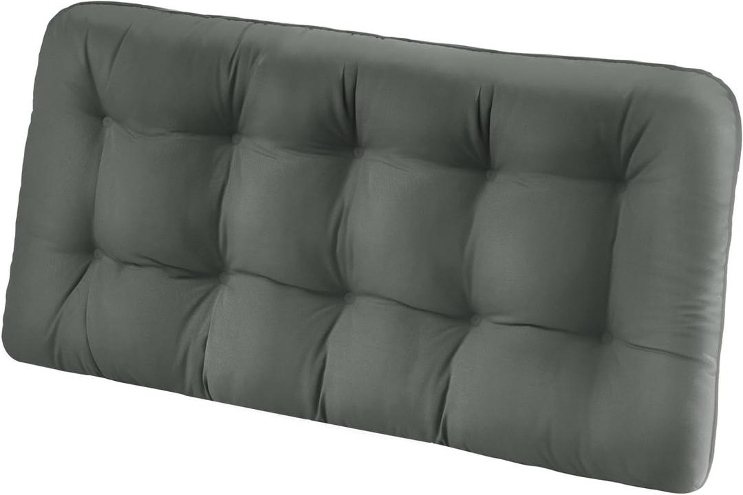 Tufted Bench Cushions for Outdoor Furniture, 48" x 18" Porch Swing Cushions Filled with Foam, Overstuffed Patio Cushions for Bench Loveseat with 2-3 Seats,Thick and Water Resistant, Gray
