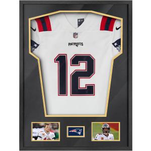 2 PCS Yaetm Jersey Display Frame Case, Large Sport Jersey Shadow Box with Tempered Real Glass and Hanger for Baseball Basketball Football Soccer Hockey Shirt and Uniform, Two 4x6 Photos, Single, Black