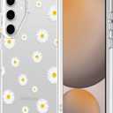 MOSNOVO Case for Samsung Galaxy S24 FE, [Buffertech 6.6ft Military-Grade Drop Protection] [Anti Peel Off Tech] Clear TPU Bumper Phone Case Cover Design - White Daisy