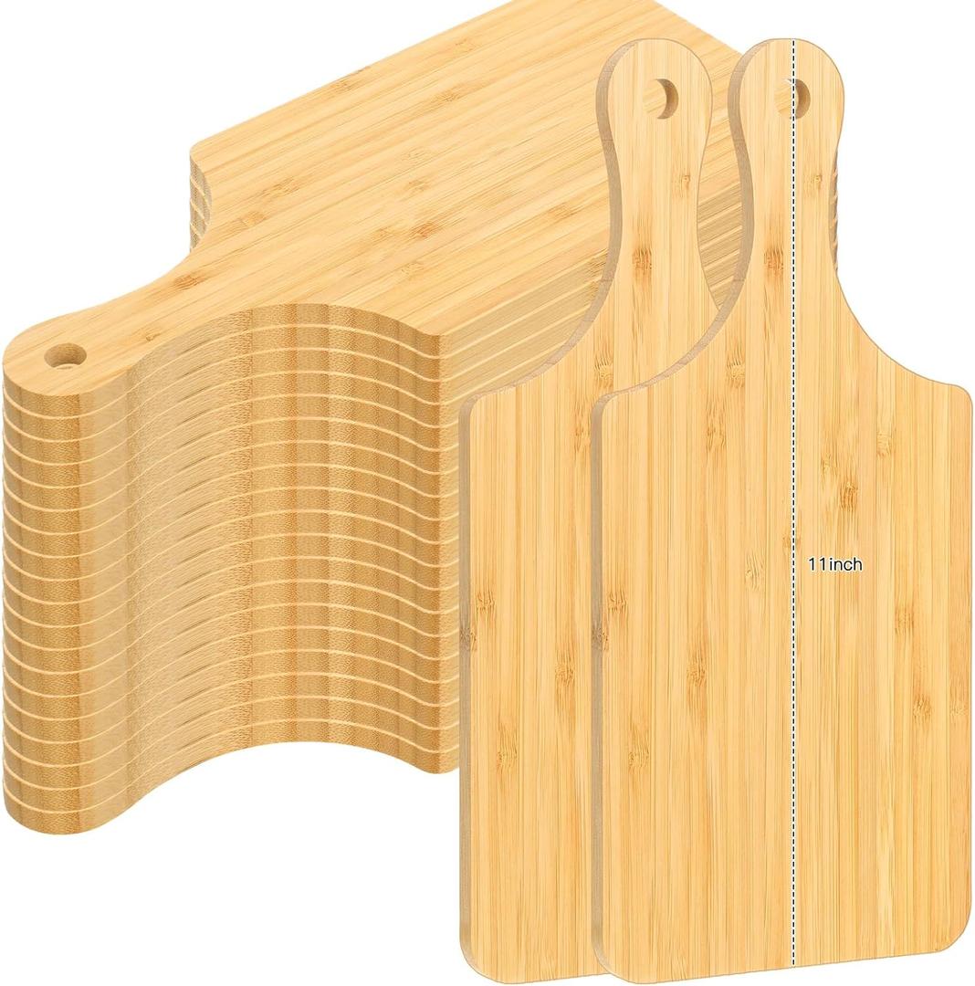 Zubebe 24 Pcs Cutting Board Bulk 11 x 5 Inch Wood Chopping Board Blank Small Laser Engraving Serving Board Mini Charcuterie Boards for Wedding Housewarming Gift(Wood Color)