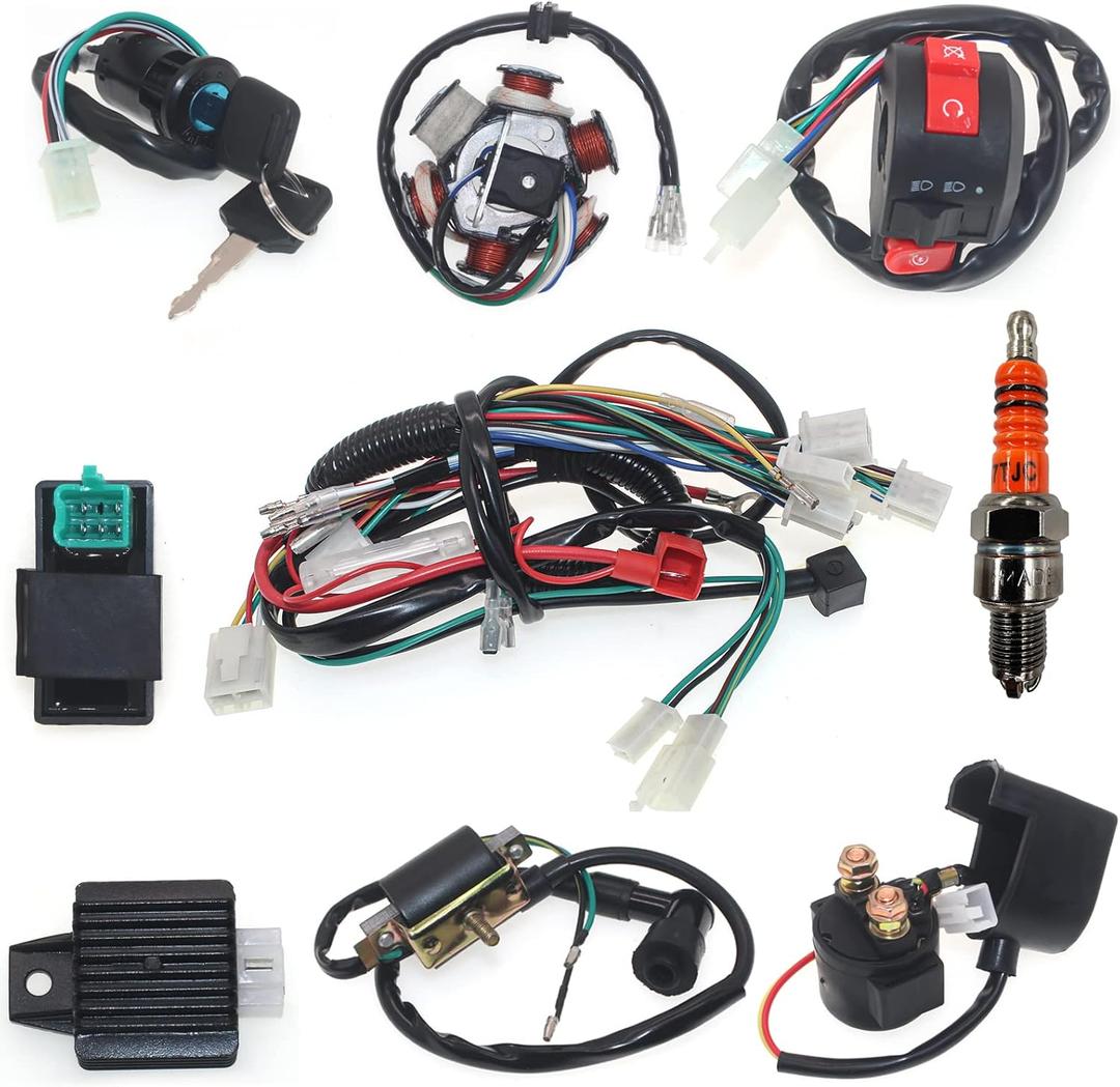 125cc Wiring Harness 110cc ATV Wiring Harness Kit for Chinese ATV Wiring Harness Compatible with GY6 Taotao Kazuma Baja 50cc 70cc 90cc 110cc 125cc 150cc ATV Go Kart Scooter Pit Bike Quad Moped