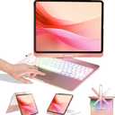 BABG Keyboard Case for iPad Air 13 inch(M3/M2)&iPad Pro 13(M5/M4),iPad Pro 12.9(6th/5th /4th/3rd Gen) Case with Keyboard,360 Rotatable,Toupad,Backlits,Pencil Charging-Rose Gold