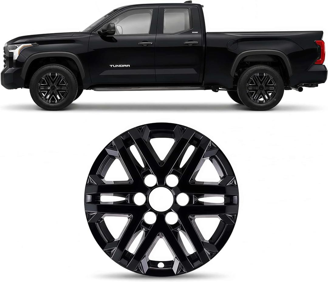 18 Inch Wheel Skins Compatible with 2022-2024 Toyota Tundra and 2023-2025 Toyota Sequoia, Wheel Covers for Matching Factory Wheels, Set of 4