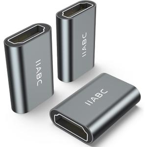 HDMI Coupler Female to Female 3 Pack 3D 4K@60Hz HDMI Adapter Aluminum Alloy Extension Cable Connector for HDTV, Roku Stick, Computer, PC, Monitor, Laptop, Projector, DVD Player, PS 5/4/3