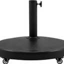 T&Jero 44 lb Round Heavy Duty Patio Market Umbrella Base Weight Stand with Wheels for Outdoor, Black