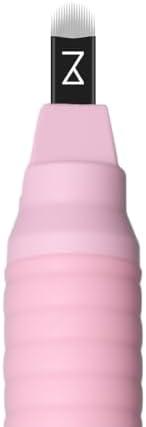 M Mellie's Signature Microblading Eyebrow Pen (Pack of 8) - Disposable Microblading Pen with Sterilized Blade, Comfortable Rubber Grip and Pigment Sponge for Flawless Bro (U18 NANO .15mm, Pink)