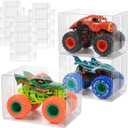 Rainmae 12 Pcs Monster Trucks Display Case, 1/64 Scale Display Case Clear Storage Box Organizer for Model and Collection Dustproof and Waterproof Model Cars Display Case Protector for Hot Truck Wheels