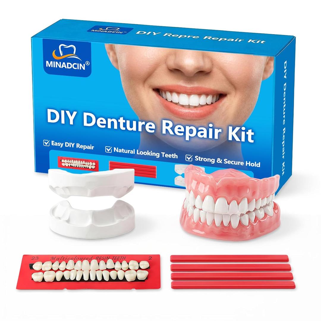 2 x DIY Denture Kit for Home Use – Upper & Lower Fake Teeth Set, Natural Smile Replacement, Comfortable Fit, Emergency Tooth Solution, 1-Pack