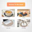 Eforcurtain Thick Linen Style Cloth Placemats Set of 6 Fabric Placemats Heat Resistant Machine Washable Table Mats Double Layer Water Absorbent Place Mats, Beige and Charcoal Round 15 Inch Place Mats