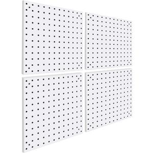 4 Pack Steel Peg Board,Universal 1/8 and 1/4 Pegboard Accessories,Ideal for Garage Tool Storage, Office Organization, Craft Room, Kitchen etc. (White, 4-12X12)