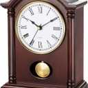 AYRELY Classic Grandfather Mantel Clock for Living Room Dco, Elegant Wooden Finish, Gold-Tone Pendulum, Desk Clock for Living Room, Bedroom, Farmhouse Dcor