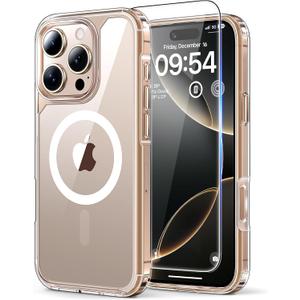 TAURI for iPhone 16 Pro Case, Compatible with MagSafe, with Screen Protectors, Not-Yellowing Military-Grade Protection, Shockproof Slim Magnetic Case for iPhone 16 Pro 6.3", Clear