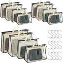 Interesse 12 Packs Dust Bags for Handbags, Clear Handbag Storage, Purse Storage Organizer for Closet, Purse Cover Hanging Closet Organizer with Zipper and Handles, 4 Sizes-12PCS-Beige