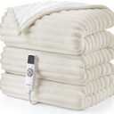 Hansleep Heated Blanket Electrci Blanket Throw, Heating Blanket with 9 Heating Levels and 10-Hour Timer Auto Shut Off, Washable Soft Warm Winter Blanket, 50 x 60 Inches, Beige