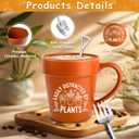 Easily Distracted By Plants Mug, Funny Gardening Gift with Shovel Spoon & Fork, Plant Lover Coffee Cup for Women, Mom, Grandma, Unique Teacher Appreciation and Birthday Gift