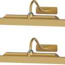 Wireless Picture Light Battery Operated, 16in Picture Light for Wal, 2Pack Rechargeable 5000mAh Battery Wall Sconce for Wall Pictures, Gallery Artwork, Paintings, Portraits, Dartboards- Brass