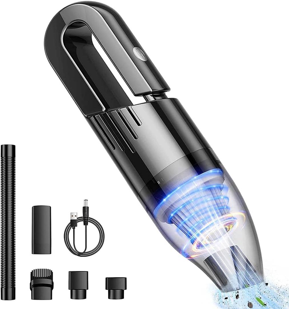 Handheld Car Vacuum Portable Cordless, Dust Buster Rechargeable High Power Suction, Mini Hand Held Vacuum Cleaner with Washable HEPA Filter, Multi-Nozzles, Lightweight Hand Vacuum for Car Home Office