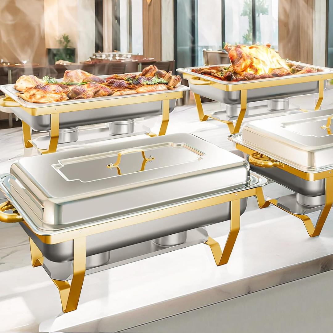 4 Pack Chafing Dishes for Buffet 8QT Chafing Dish Buffet Set