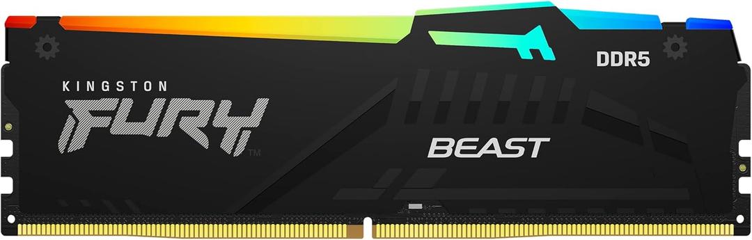 Kingston FURY Beast RGB 16GB 5200MT/s DDR5 CL40 DIMM Desktop Memory (Kit of 2) | Intel XMP 3.0 | Infrared Sync Technology | Overclocking Stability | KF552C40BBAK2-16 (16GB (2x8GB))