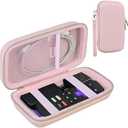 BOVKE Hard Case for Roku Voice Remote Controller, Roku Streaming Stick+ / 4K, Roku Remote Case for Roku TV Steaming Stick 3820R/ 3821R/3941R, Extra Mesh Pocket for Adapters, Cables, Pink Star
