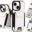 SkyEagle Compatible with iPhone 13 Wallet Case with Card Holder,Women Men Phone Case PU Leather RFID Blocking Shockproof Magnetic Flip Cover Credit Card Slots Kickstand,for Apple 13 6.1",White