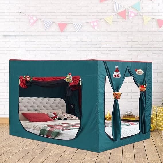 DOLEMODUO Bed Canopy Tents (Red & Green, Full)