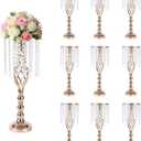 10 Pcs 21.6 Inch Crystal Flower Stand Gold Wedding Centerpieces Gold Flower Stand Vases Centerpiece Decorations for Wedding Party Reception Birthday Party Decor (L-21.6inch)