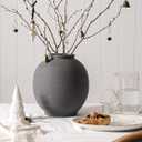 Ceramic Rustic Vase, 10.8 Inch Farmhouse Minimalist Tall Flower Vase for Table, Living Room, Home Decor, Bathroom, Holiday, Wedding, Set of 1,Sandstone Dark Grey