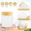 8 Pcs 3.4 Oz Frosted Glass Jar,Empty Refillable Glass Cosmetic Container Jars Holder with Inner liner,Wood Grain Lid for Moisturizer,Foundation,Lotion,Cream,Ointment,Candle Making